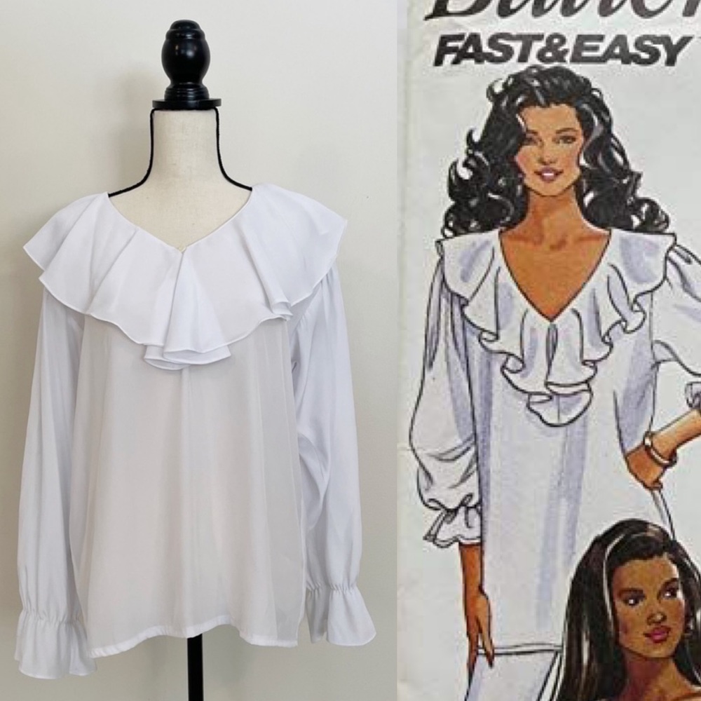 SOLD :: Vintage 90s Bertha Collar Blouse - Picture 10 of 10